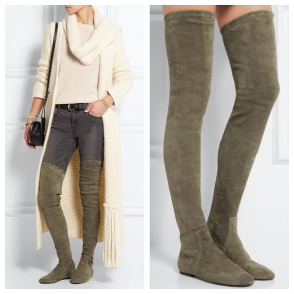 Isabel Marant Shoes - Isabel Marant Etoile | Brenna Stretch Suede Over-The-Knee Boots | Mushroom | 8